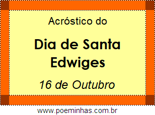 Acróstico Dia de Santa Edwiges