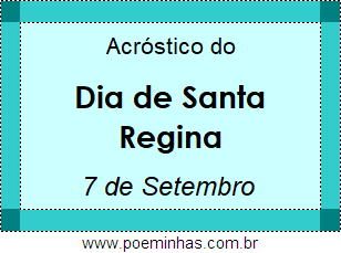 Acróstico Dia de Santa Regina