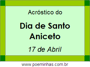 Acróstico Dia de Santo Aniceto