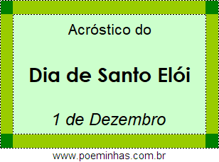 Acróstico Dia de Santo Elói