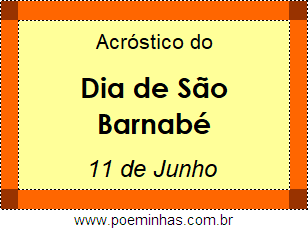 Acróstico Dia de São Barnabé