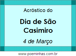 Acróstico Dia de São Casimiro