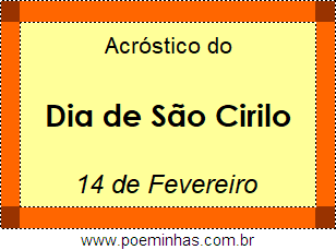 Acróstico Dia de São Cirilo