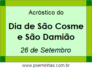 Acróstico Dia de São Cosme e São Damião