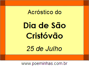 Acróstico Dia de São Cristóvão