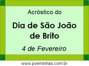 Acróstico Dia de São João de Brito