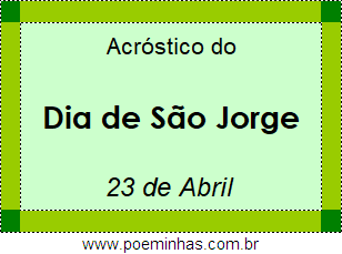 Acróstico Dia de São Jorge