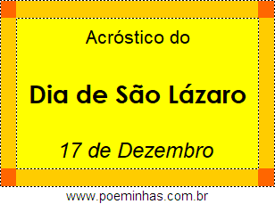 Acróstico Dia de São Lázaro