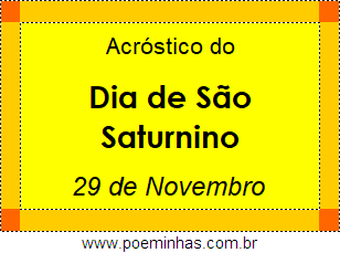 Acróstico Dia de São Saturnino