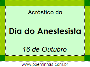 Acróstico Dia do Anestesista