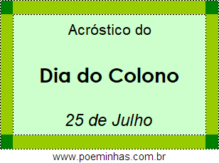 Acróstico Dia do Colono