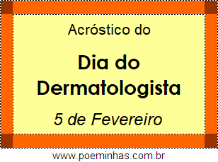 Acróstico Dia do Dermatologista