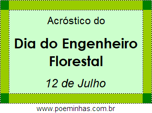 Acróstico Dia do Engenheiro Florestal