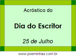 Acróstico Dia do Escritor