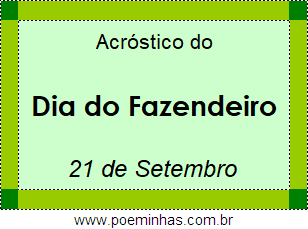 Acróstico Dia do Fazendeiro