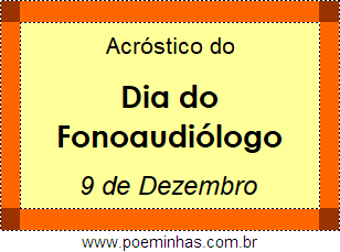 Acróstico Dia do Fonoaudiólogo