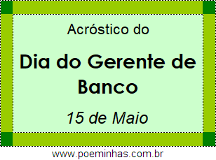 Acróstico Dia do Gerente de Banco