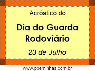 Acróstico Dia do Guarda Rodoviário