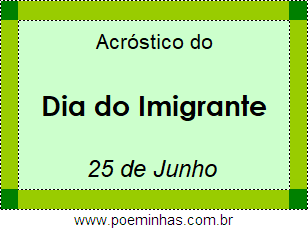 Acróstico Dia do Imigrante