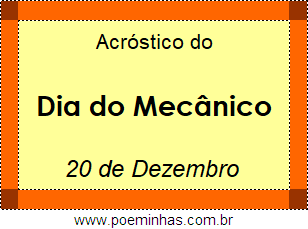 Acróstico Dia do Mecânico