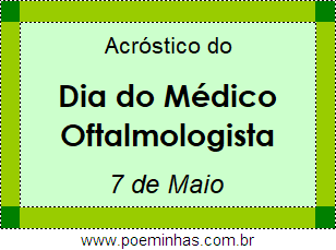 Acróstico Dia do Médico Oftalmologista