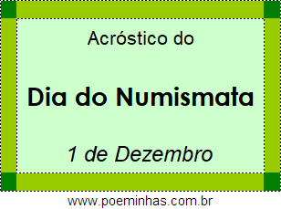 Acróstico Dia do Numismata