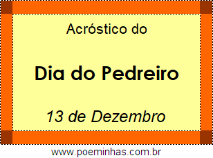 Acróstico Dia do Pedreiro