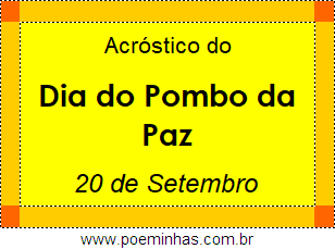 Acróstico Dia do Pombo da Paz