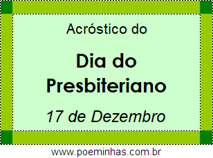 Acróstico Dia do Presbiteriano