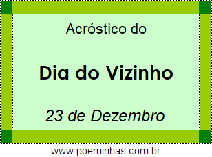 Acróstico Dia do Vizinho