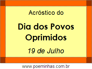 Acróstico Dia dos Povos Oprimidos