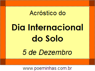 Acróstico Dia Internacional do Solo