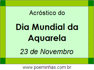 Acróstico Dia Mundial da Aquarela