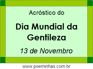 Acróstico Dia Mundial da Gentileza