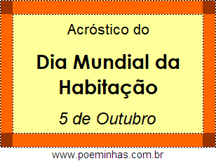 Acróstico Dia Mundial da Habitação