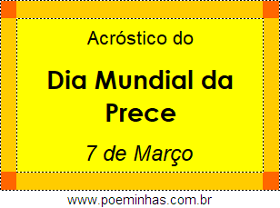 Acróstico Dia Mundial da Prece