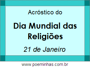 Acróstico Dia Mundial das Religiões