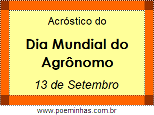 Acróstico Dia Mundial do Agrônomo