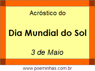 Acróstico Dia Mundial do Sol