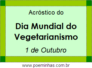 Acróstico Dia Mundial do Vegetarianismo