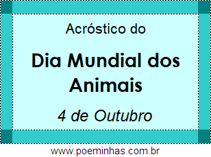 Acróstico Dia Mundial dos Animais