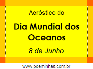 Acróstico Dia Mundial dos Oceanos