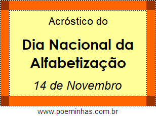 Acróstico Dia Nacional da Alfabetização