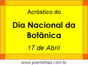 Acróstico Dia Nacional da Botânica