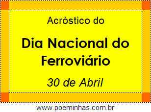 Acróstico Dia Nacional do Ferroviário