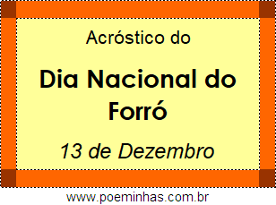 Acróstico Dia Nacional do Forró