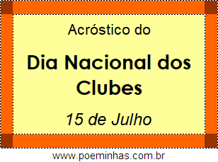 Acróstico Dia Nacional dos Clubes