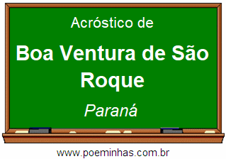 Acróstico da Cidade Boa Ventura de São Roque