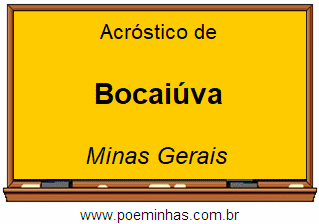 Acróstico da Cidade Bocaiúva