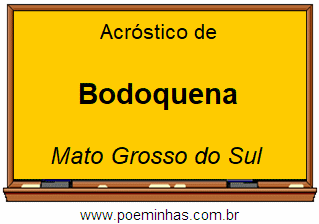 Acróstico da Cidade Bodoquena